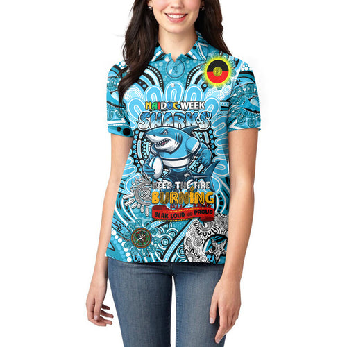 Custom NAIDOC Week 2024 Sharks Women Polo Shirt Mascot Rugby