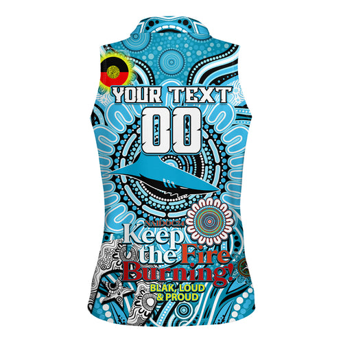 Custom NAIDOC Week 2024 Sharks Women Sleeveless Polo Shirt Mascot Rugby