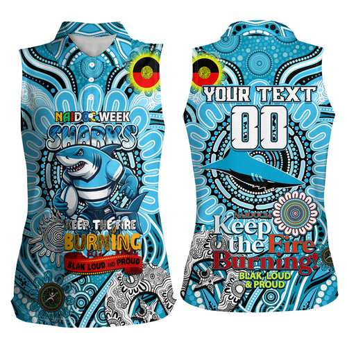 Custom NAIDOC Week 2024 Sharks Women Sleeveless Polo Shirt Mascot Rugby