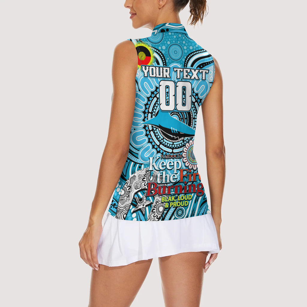 Custom NAIDOC Week 2024 Sharks Women Sleeveless Polo Shirt Mascot Rugby