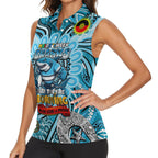 Custom NAIDOC Week 2024 Sharks Women Sleeveless Polo Shirt Mascot Rugby