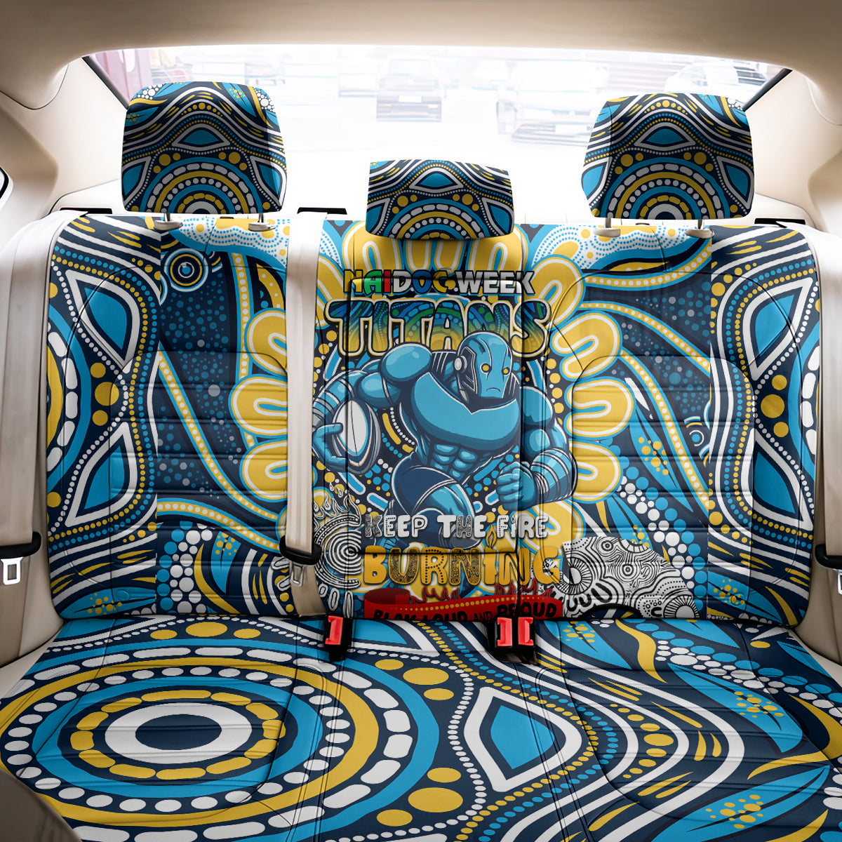 NAIDOC Week 2024 Titans Back Car Seat Cover Mascot Rugby