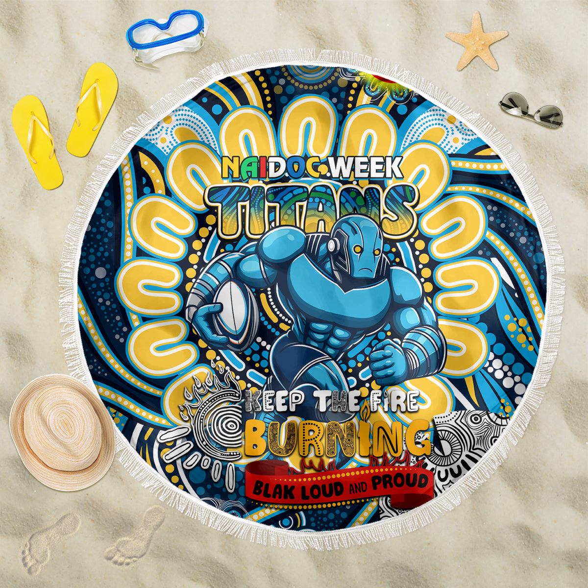 NAIDOC Week 2024 Titans Beach Blanket Mascot Rugby