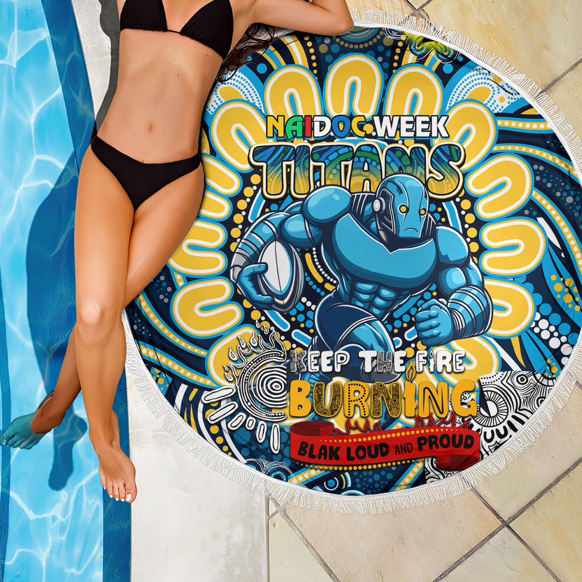 NAIDOC Week 2024 Titans Beach Blanket Mascot Rugby
