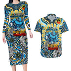 Custom NAIDOC Week 2024 Titans Couples Matching Long Sleeve Bodycon Dress and Hawaiian Shirt Mascot Rugby