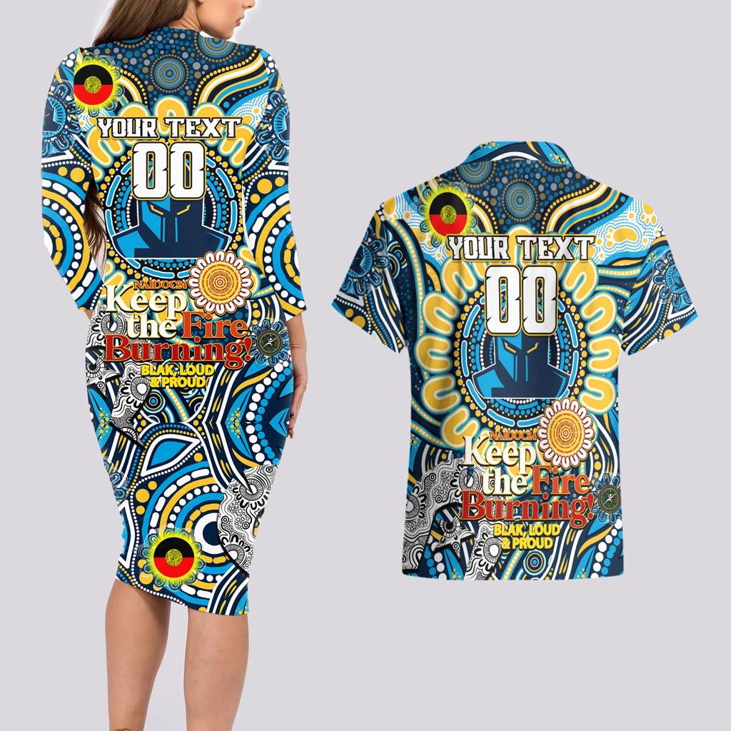 Custom NAIDOC Week 2024 Titans Couples Matching Long Sleeve Bodycon Dress and Hawaiian Shirt Mascot Rugby