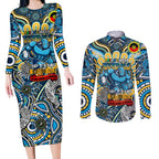 Custom NAIDOC Week 2024 Titans Couples Matching Long Sleeve Bodycon Dress and Long Sleeve Button Shirt Mascot Rugby