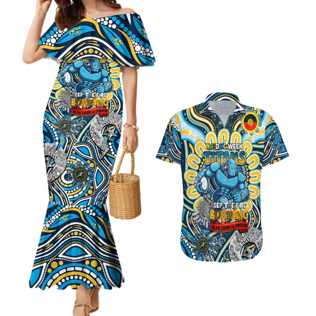 Custom NAIDOC Week 2024 Titans Couples Matching Mermaid Dress and Hawaiian Shirt Mascot Rugby