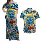 Custom NAIDOC Week 2024 Titans Couples Matching Off Shoulder Maxi Dress and Hawaiian Shirt Mascot Rugby