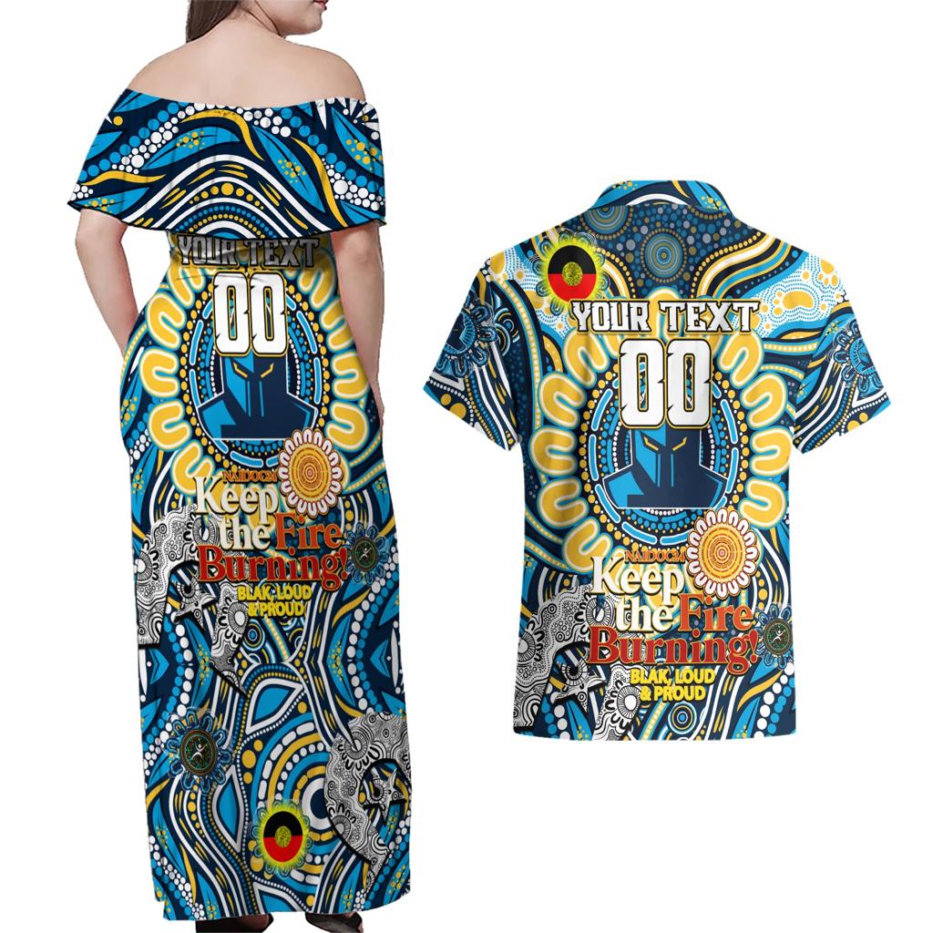 Custom NAIDOC Week 2024 Titans Couples Matching Off Shoulder Maxi Dress and Hawaiian Shirt Mascot Rugby