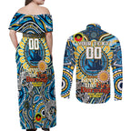 Custom NAIDOC Week 2024 Titans Couples Matching Off Shoulder Maxi Dress and Long Sleeve Button Shirt Mascot Rugby