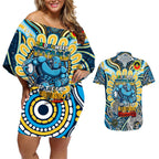 Custom NAIDOC Week 2024 Titans Couples Matching Off Shoulder Short Dress and Hawaiian Shirt Mascot Rugby