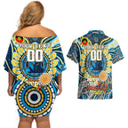 Custom NAIDOC Week 2024 Titans Couples Matching Off Shoulder Short Dress and Hawaiian Shirt Mascot Rugby