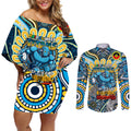 Custom NAIDOC Week 2024 Titans Couples Matching Off Shoulder Short Dress and Long Sleeve Button Shirt Mascot Rugby