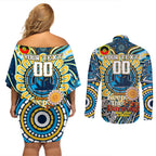 Custom NAIDOC Week 2024 Titans Couples Matching Off Shoulder Short Dress and Long Sleeve Button Shirt Mascot Rugby