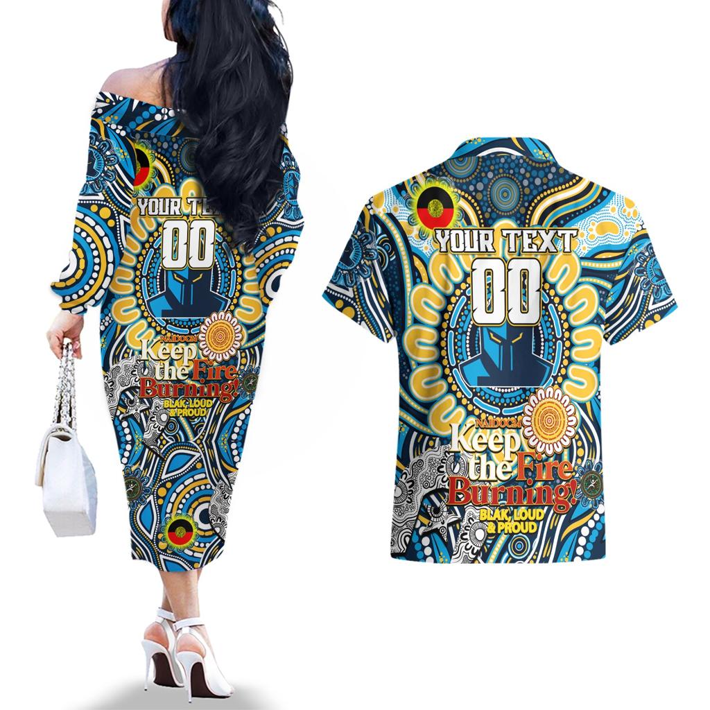 Custom NAIDOC Week 2024 Titans Couples Matching Off The Shoulder Long Sleeve Dress and Hawaiian Shirt Mascot Rugby