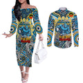 Custom NAIDOC Week 2024 Titans Couples Matching Off The Shoulder Long Sleeve Dress and Long Sleeve Button Shirt Mascot Rugby