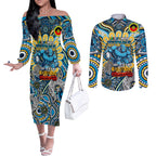 Custom NAIDOC Week 2024 Titans Couples Matching Off The Shoulder Long Sleeve Dress and Long Sleeve Button Shirt Mascot Rugby