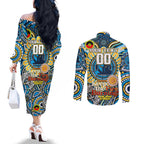Custom NAIDOC Week 2024 Titans Couples Matching Off The Shoulder Long Sleeve Dress and Long Sleeve Button Shirt Mascot Rugby