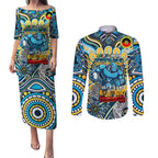 Custom NAIDOC Week 2024 Titans Couples Matching Puletasi and Long Sleeve Button Shirt Mascot Rugby