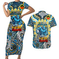 Custom NAIDOC Week 2024 Titans Couples Matching Short Sleeve Bodycon Dress and Hawaiian Shirt Mascot Rugby
