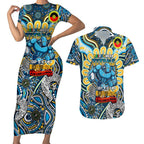 Custom NAIDOC Week 2024 Titans Couples Matching Short Sleeve Bodycon Dress and Hawaiian Shirt Mascot Rugby