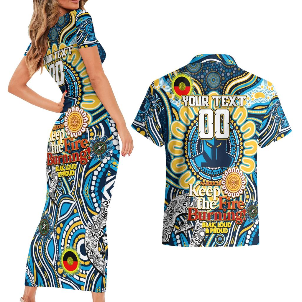 Custom NAIDOC Week 2024 Titans Couples Matching Short Sleeve Bodycon Dress and Hawaiian Shirt Mascot Rugby