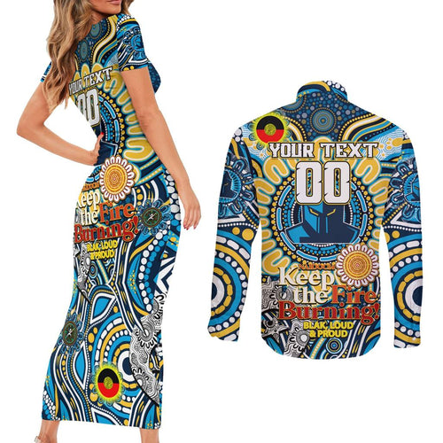 Custom NAIDOC Week 2024 Titans Couples Matching Short Sleeve Bodycon Dress and Long Sleeve Button Shirt Mascot Rugby
