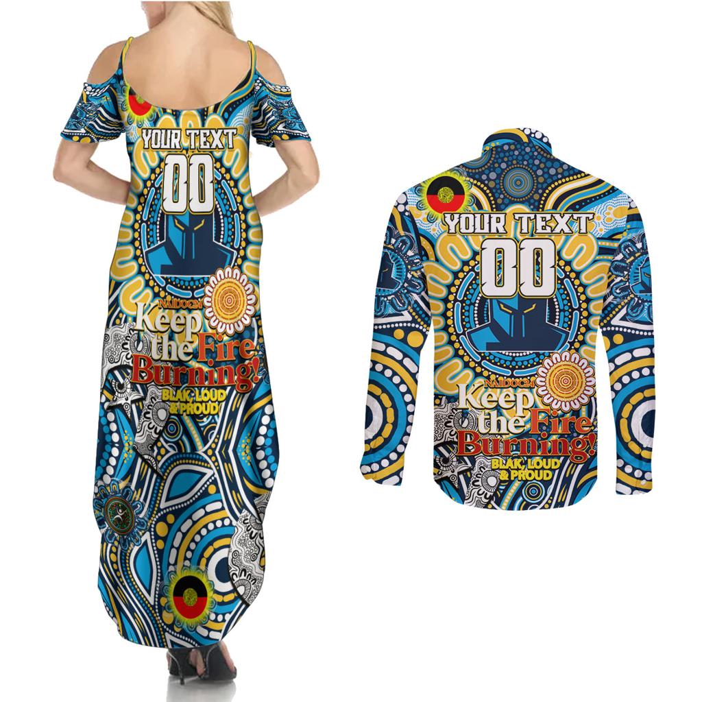 Custom NAIDOC Week 2024 Titans Couples Matching Summer Maxi Dress and Long Sleeve Button Shirt Mascot Rugby