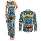 Custom NAIDOC Week 2024 Titans Couples Matching Tank Maxi Dress and Long Sleeve Button Shirt Mascot Rugby