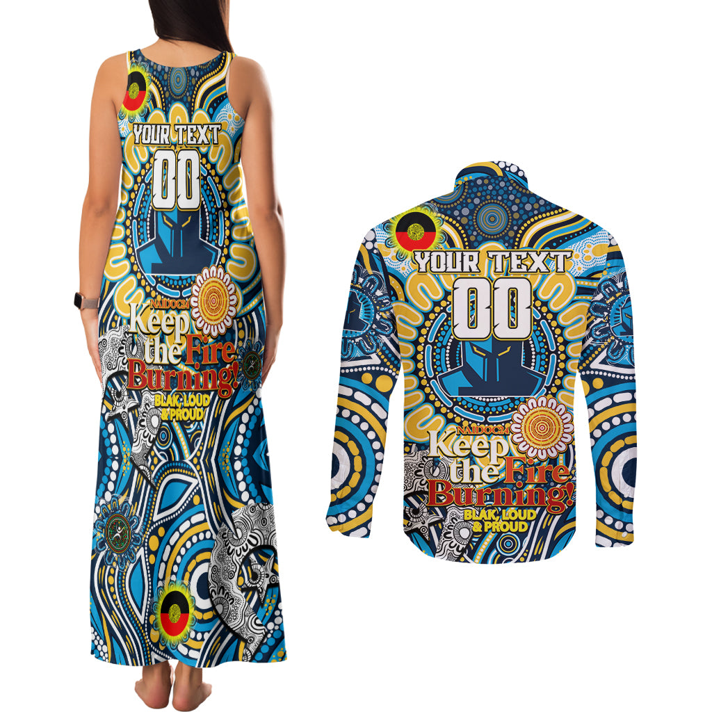 Custom NAIDOC Week 2024 Titans Couples Matching Tank Maxi Dress and Long Sleeve Button Shirt Mascot Rugby