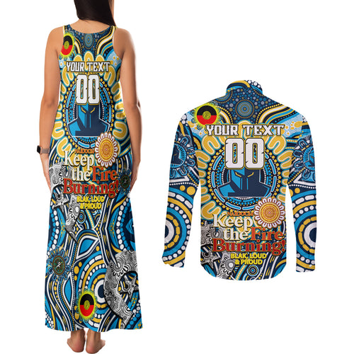 Custom NAIDOC Week 2024 Titans Couples Matching Tank Maxi Dress and Long Sleeve Button Shirt Mascot Rugby