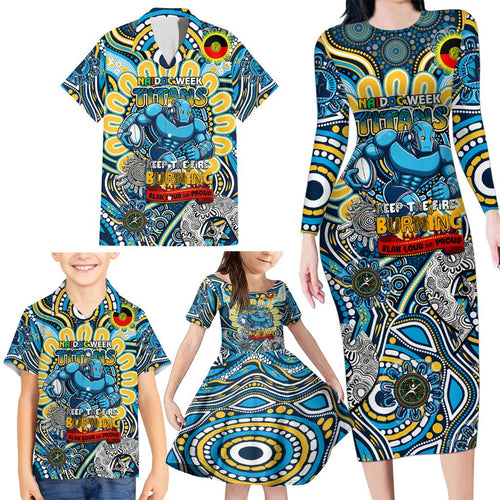 Custom NAIDOC Week 2024 Titans Family Matching Long Sleeve Bodycon Dress and Hawaiian Shirt Mascot Rugby