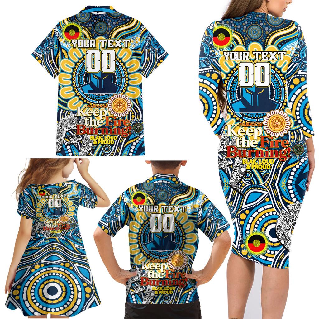 Custom NAIDOC Week 2024 Titans Family Matching Long Sleeve Bodycon Dress and Hawaiian Shirt Mascot Rugby
