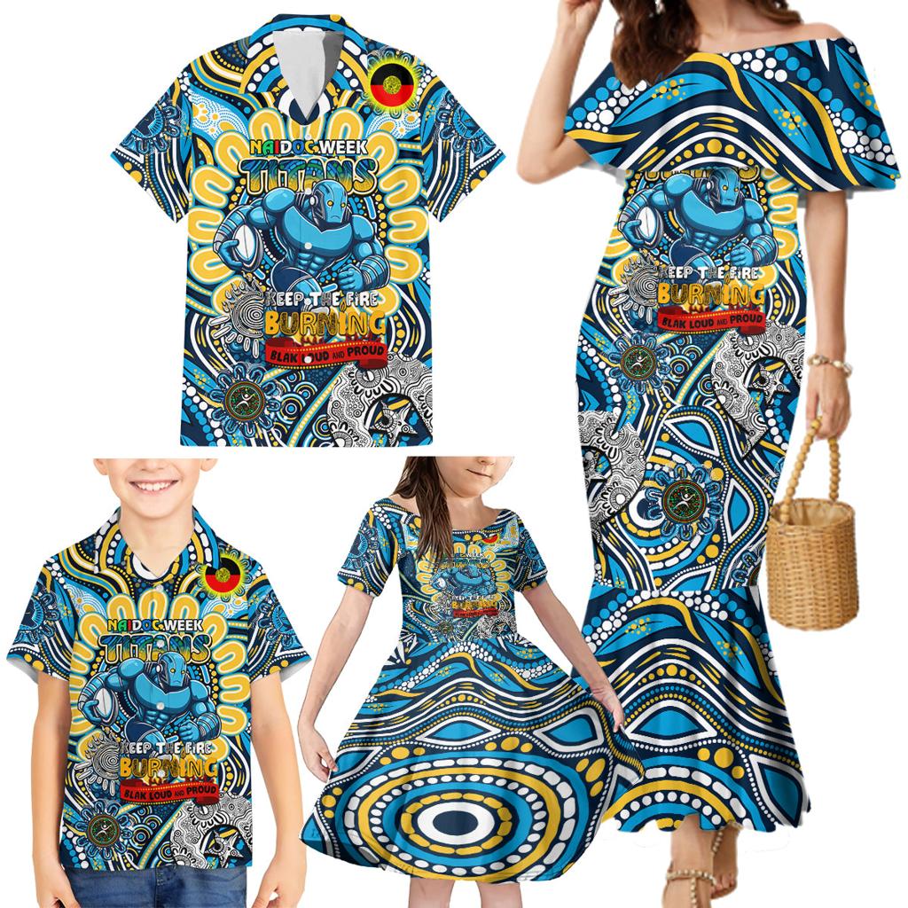 Custom NAIDOC Week 2024 Titans Family Matching Mermaid Dress and Hawaiian Shirt Mascot Rugby