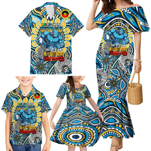 Custom NAIDOC Week 2024 Titans Family Matching Mermaid Dress and Hawaiian Shirt Mascot Rugby