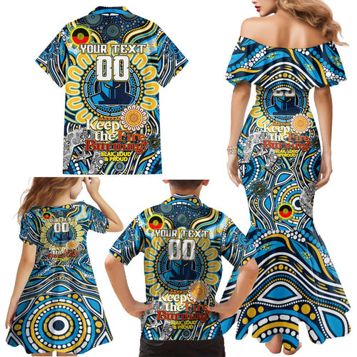 Custom NAIDOC Week 2024 Titans Family Matching Mermaid Dress and Hawaiian Shirt Mascot Rugby