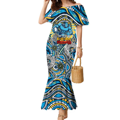 Custom NAIDOC Week 2024 Titans Family Matching Mermaid Dress and Hawaiian Shirt Mascot Rugby