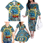 Custom NAIDOC Week 2024 Titans Family Matching Off The Shoulder Long Sleeve Dress and Hawaiian Shirt Mascot Rugby