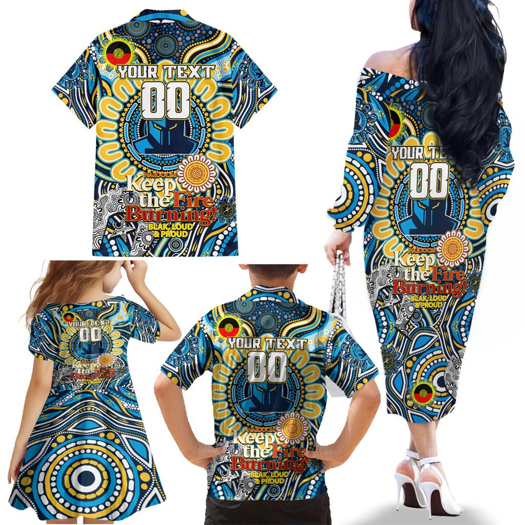 Custom NAIDOC Week 2024 Titans Family Matching Off The Shoulder Long Sleeve Dress and Hawaiian Shirt Mascot Rugby