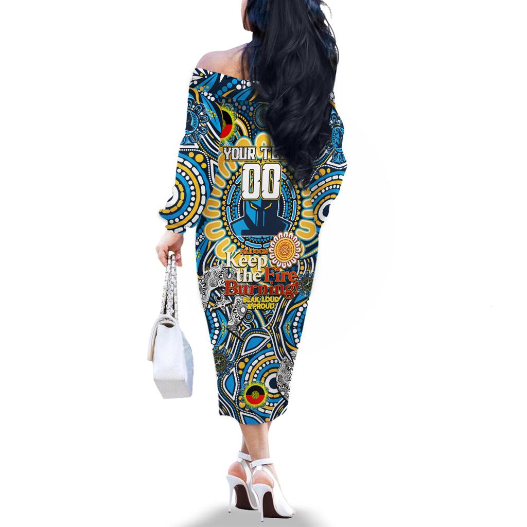 Custom NAIDOC Week 2024 Titans Family Matching Off The Shoulder Long Sleeve Dress and Hawaiian Shirt Mascot Rugby
