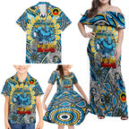 Custom NAIDOC Week 2024 Titans Family Matching Off Shoulder Maxi Dress and Hawaiian Shirt Mascot Rugby