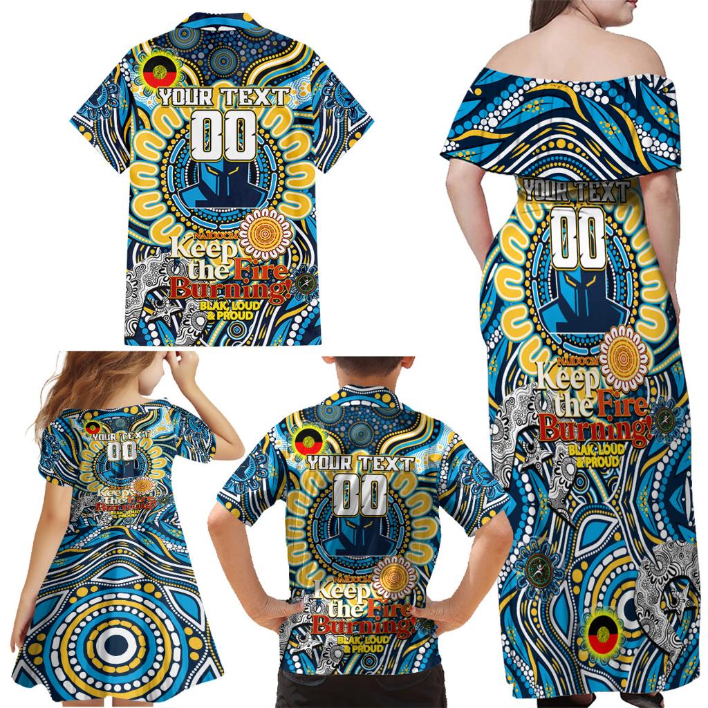 Custom NAIDOC Week 2024 Titans Family Matching Off Shoulder Maxi Dress and Hawaiian Shirt Mascot Rugby