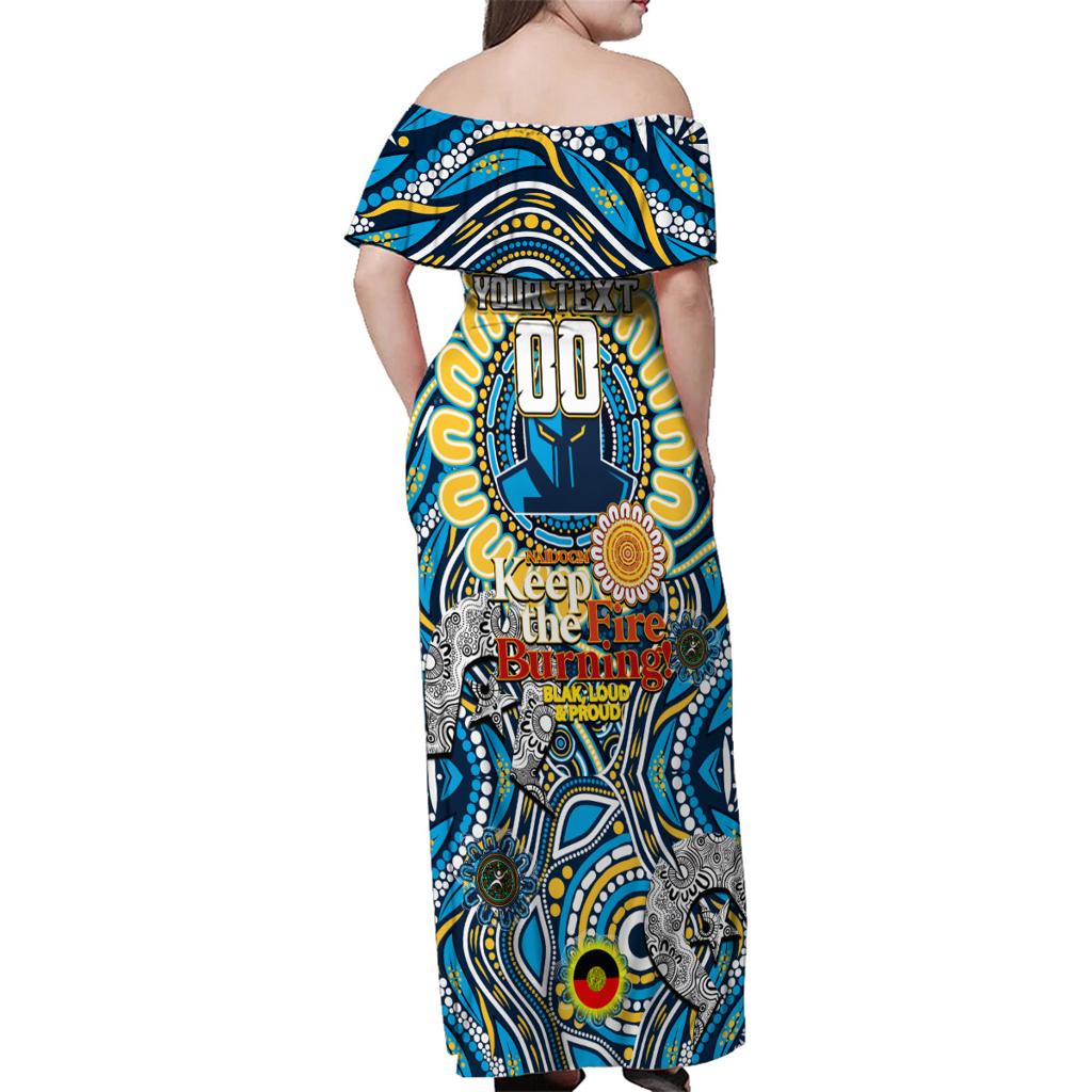 Custom NAIDOC Week 2024 Titans Family Matching Off Shoulder Maxi Dress and Hawaiian Shirt Mascot Rugby