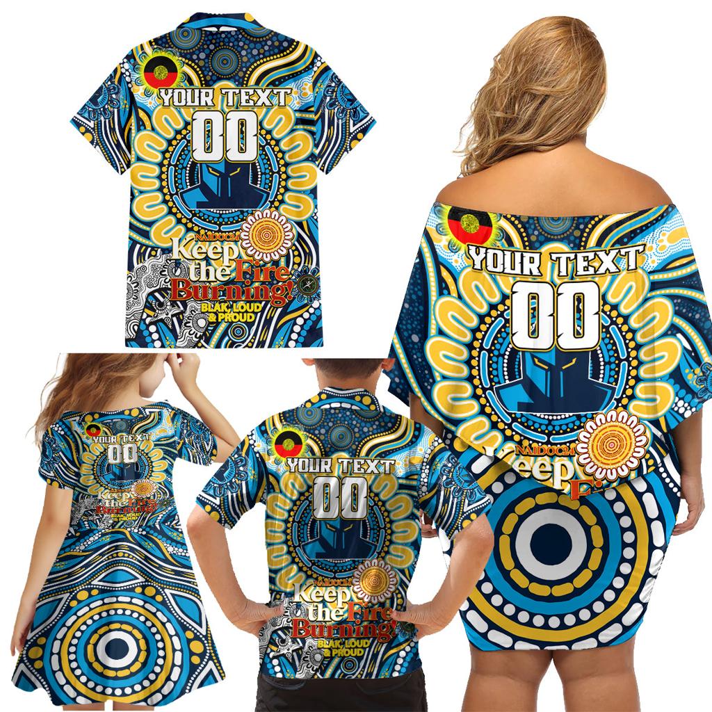 Custom NAIDOC Week 2024 Titans Family Matching Off Shoulder Short Dress and Hawaiian Shirt Mascot Rugby
