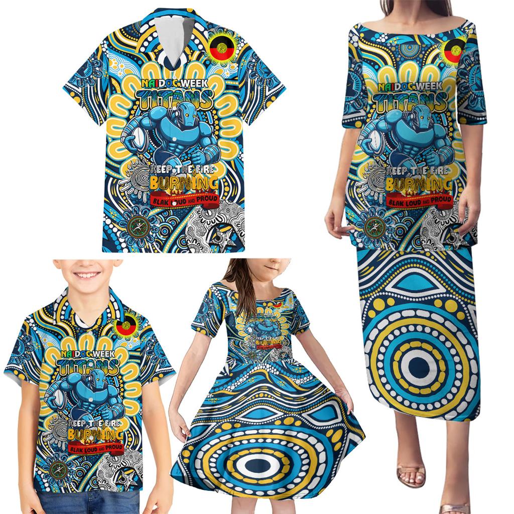 Custom NAIDOC Week 2024 Titans Family Matching Puletasi and Hawaiian Shirt Mascot Rugby