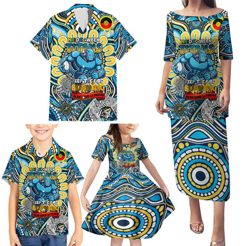 Custom NAIDOC Week 2024 Titans Family Matching Puletasi and Hawaiian Shirt Mascot Rugby