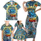 Custom NAIDOC Week 2024 Titans Family Matching Short Sleeve Bodycon Dress and Hawaiian Shirt Mascot Rugby