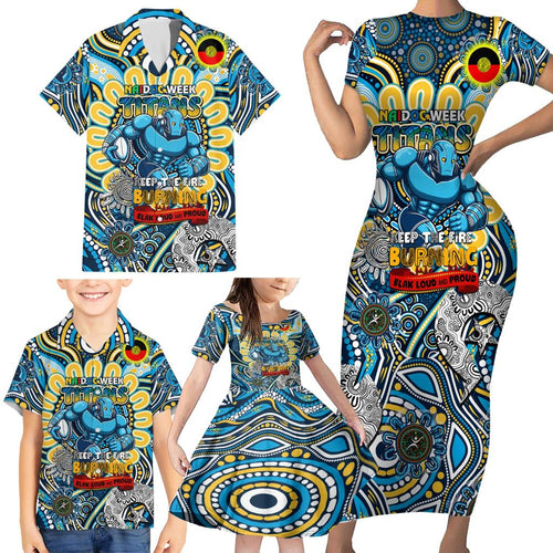 Custom NAIDOC Week 2024 Titans Family Matching Short Sleeve Bodycon Dress and Hawaiian Shirt Mascot Rugby