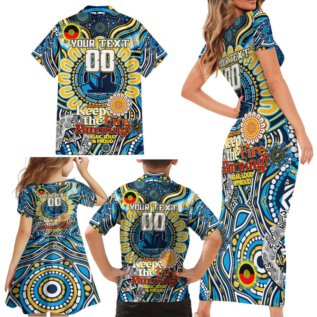Custom NAIDOC Week 2024 Titans Family Matching Short Sleeve Bodycon Dress and Hawaiian Shirt Mascot Rugby